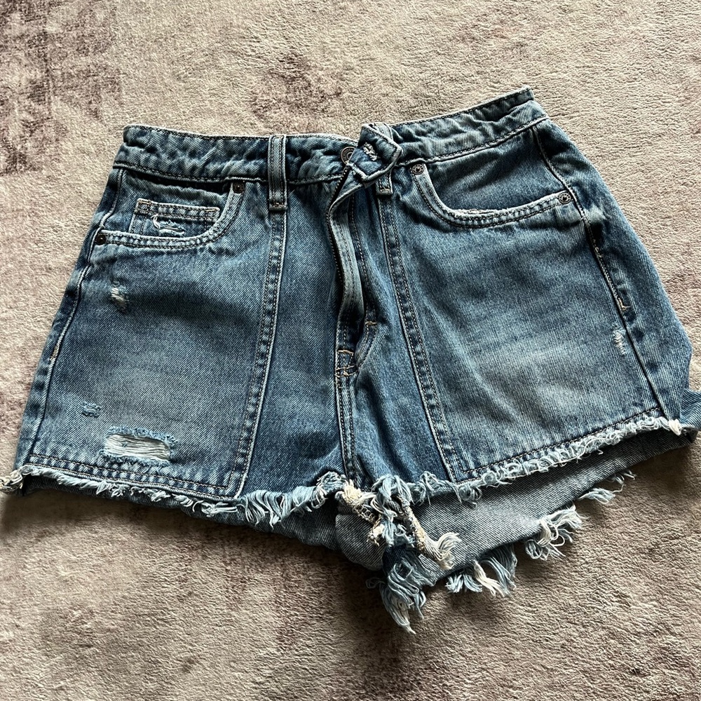 Casual Blue Distressed Jean Shorts
